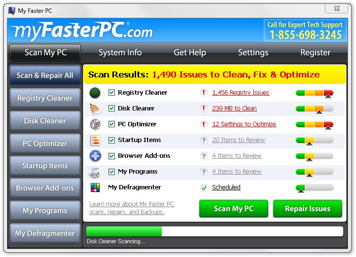 Click to view My Faster PC 7.4.4 screenshot